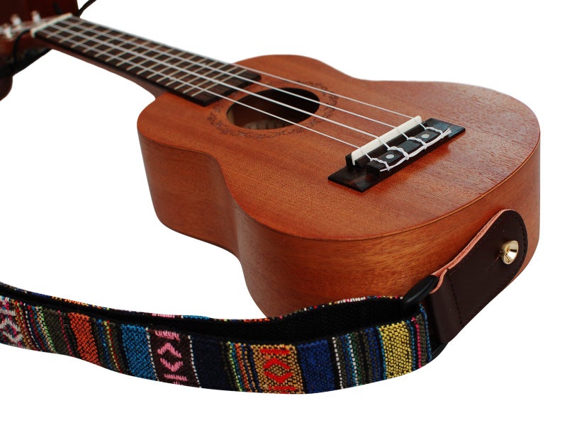 MUSIC FIRST Classic Country style Soft Yarn-dyed fabric & Genuine Leather Ukulele Strap Ukulele Shoulder Strap Version 2.0 With a MUSIC FIRST Genuine Leather Str. Locker - Image 4